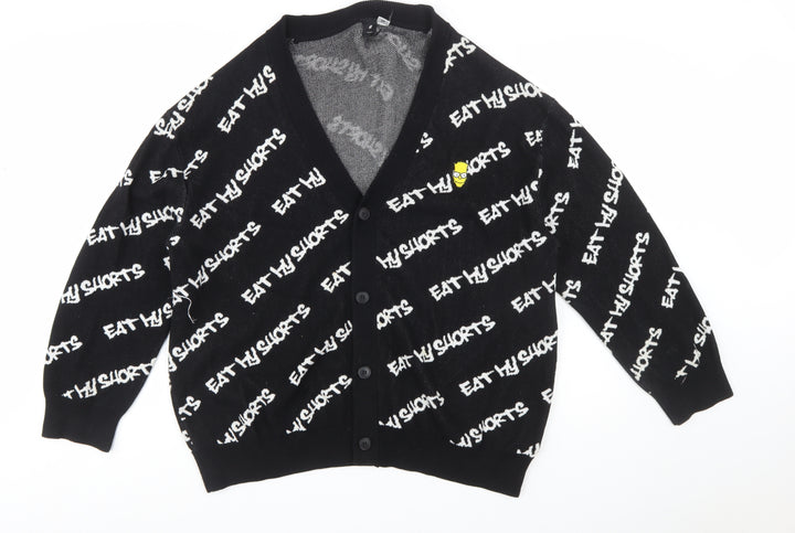H&M Men Black XL Bart Simpson Eat My Shorts Cardigan