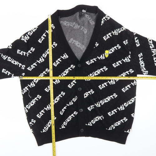 H&M Men Black XL Bart Simpson Eat My Shorts Cardigan