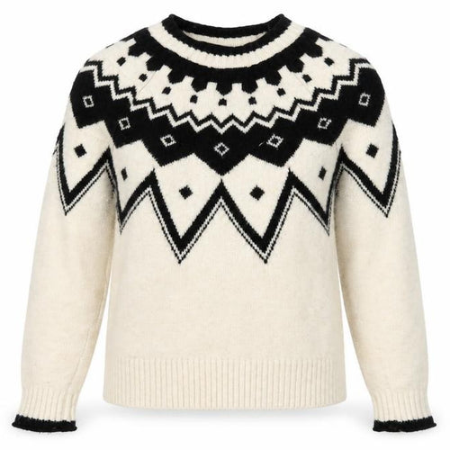 Next Women Ivory Black Wool Blend Geometric Knit Jumper XS