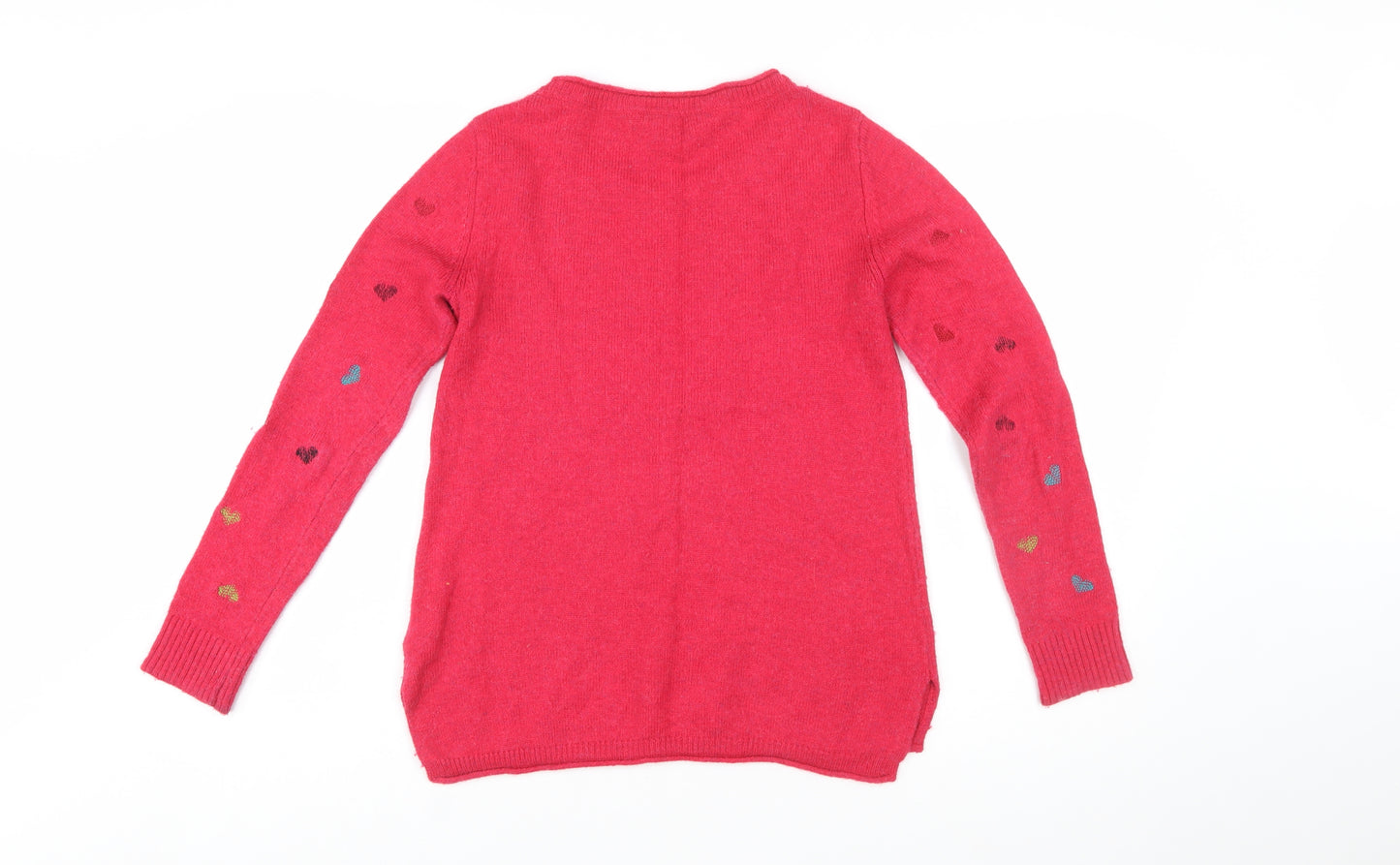 White Stuff Women’s Pink Heart Wool Cashmere Crew Neck Jumper Size 10