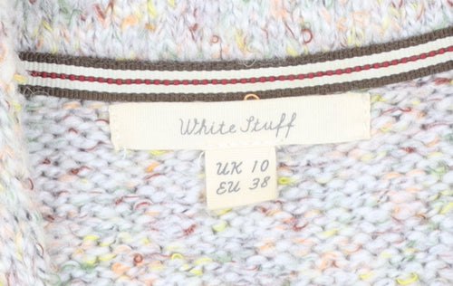 White Stuff Womens Beige Long Sleeve Chunky Knit Cardigan Size 10