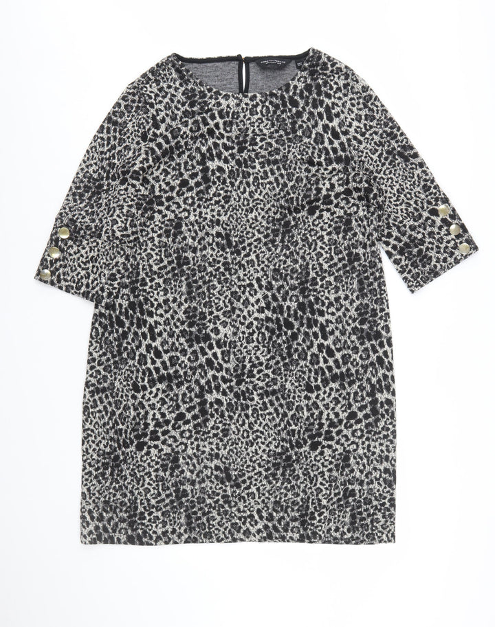 Dorothy Perkins Women’s Black Leopard Print Shift Dress Size 16