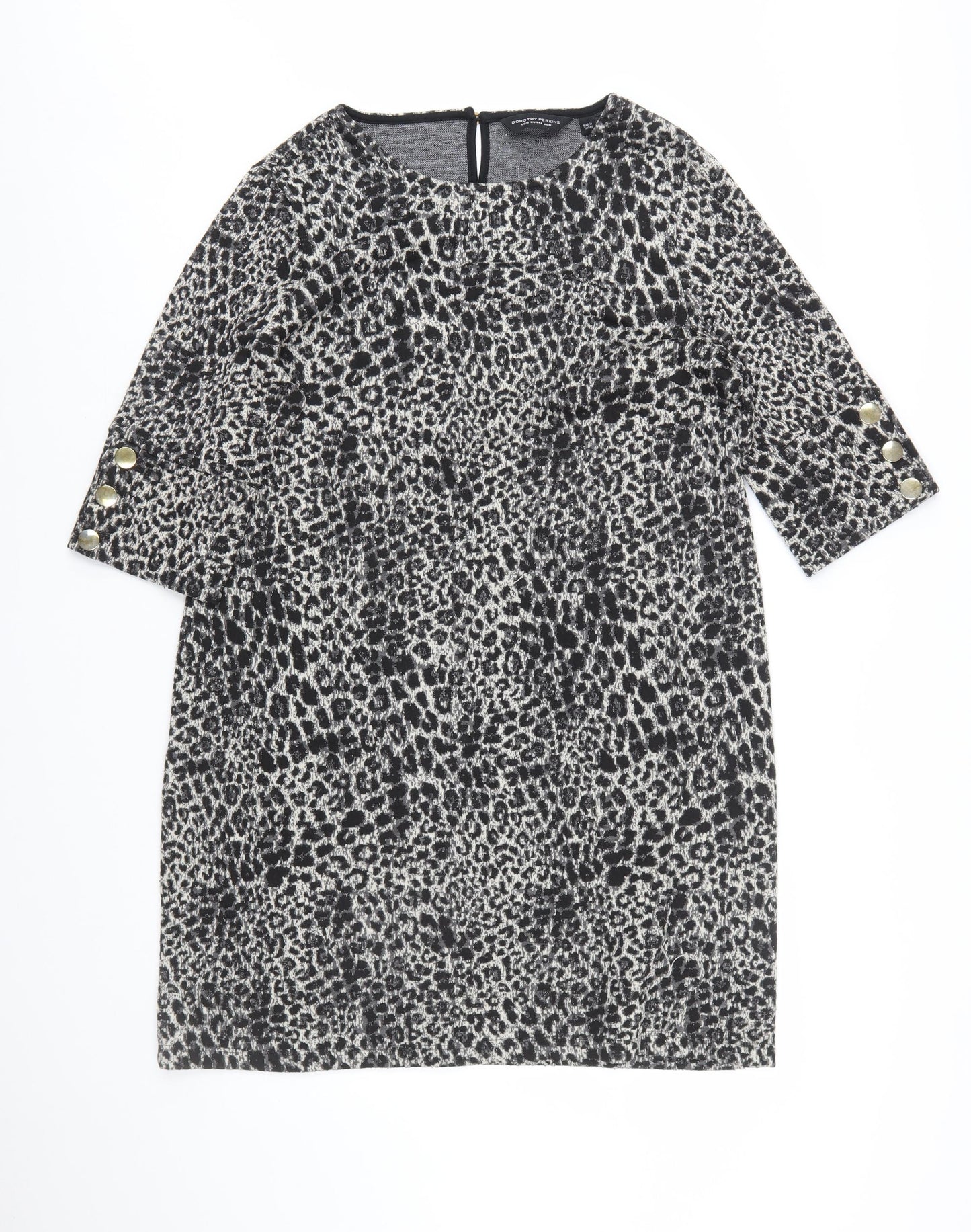 Dorothy Perkins Women’s Black Leopard Print Shift Dress Size 16