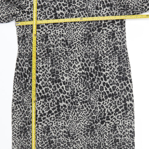Dorothy Perkins Women’s Black Leopard Print Shift Dress Size 16