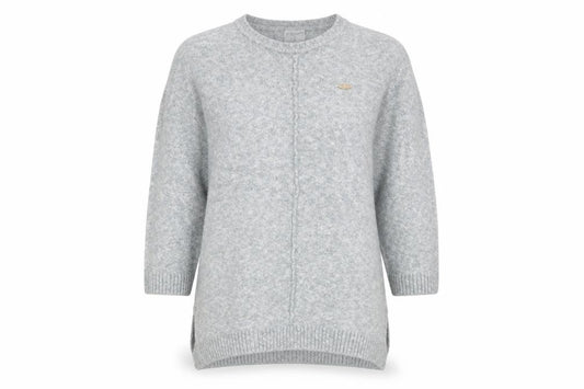 Front view of U.S. Polo Assn. Women's Grey Knit Crew Neck Jumper, size M