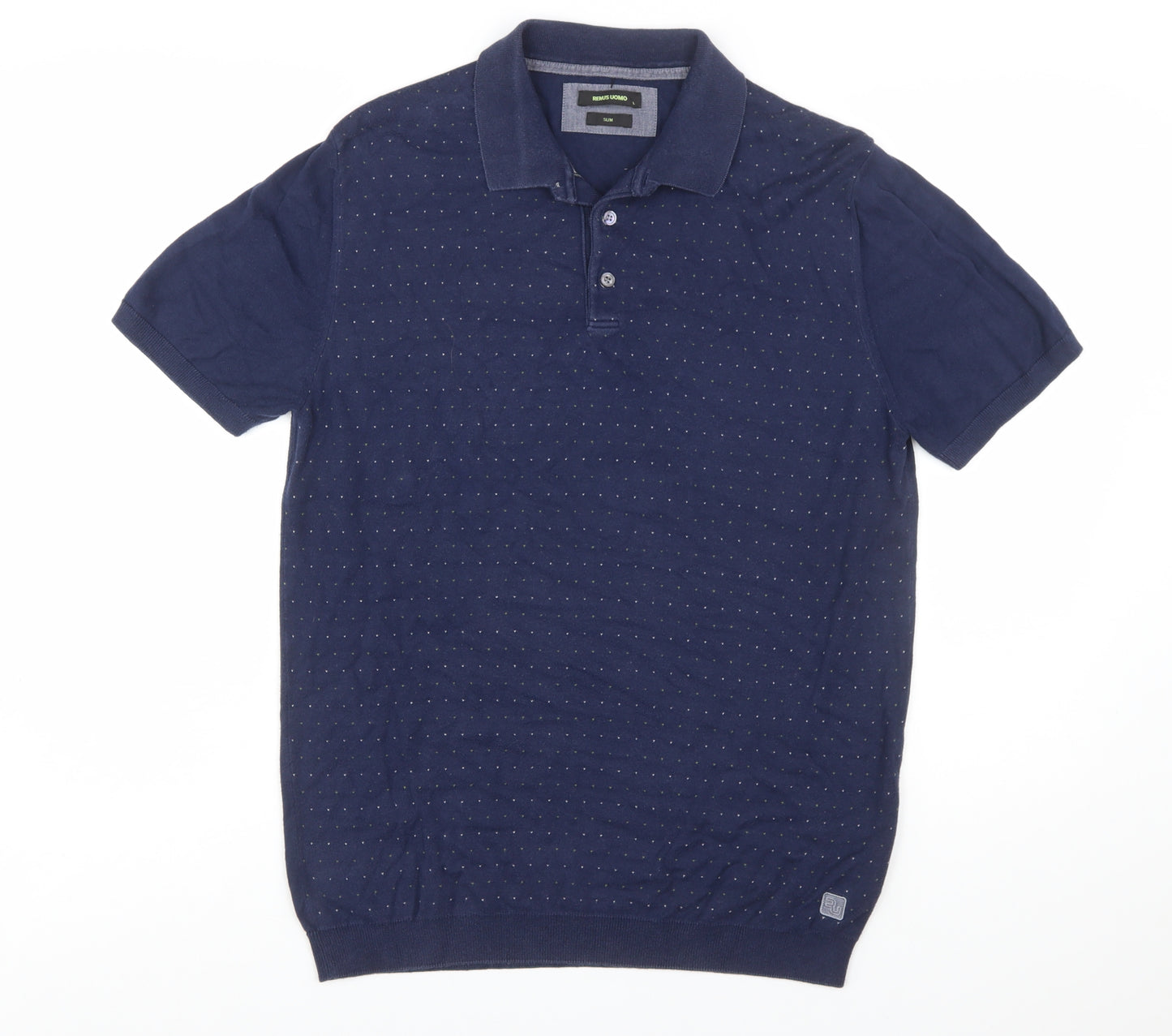 Remus Uomo Men's Blue Slim Fit Cotton Polo Shirt L