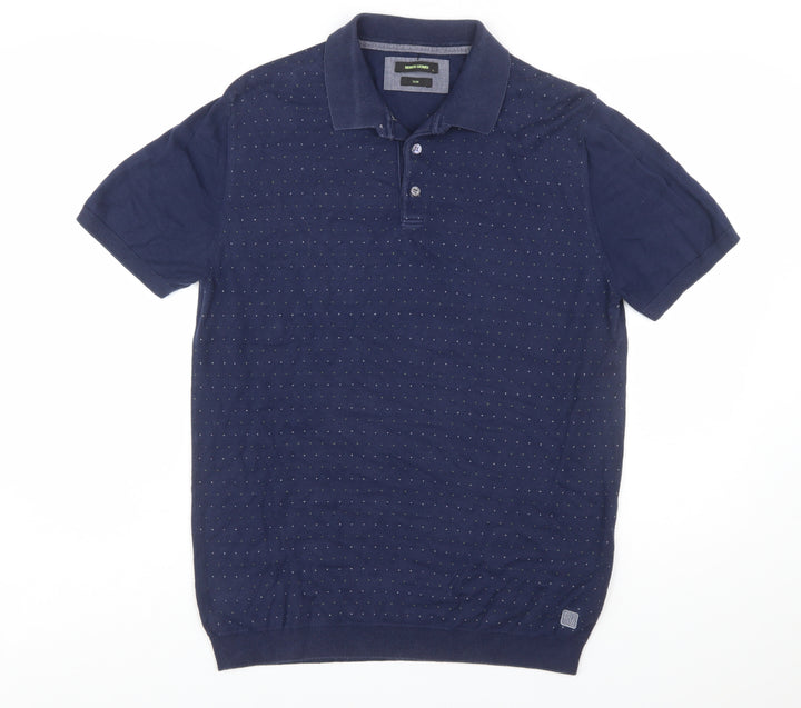 Remus Uomo Men's Blue Slim Fit Cotton Polo Shirt L