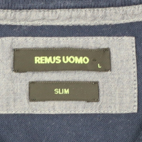 Remus Uomo Men's Blue Slim Fit Cotton Polo Shirt L