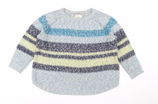 Mantaray Women’s Blue Striped Chunky Knit Pullover Jumper Size 20