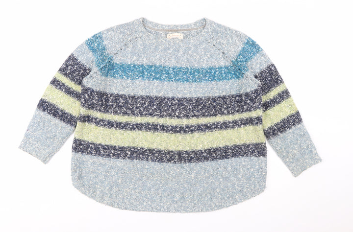 Mantaray Women’s Blue Striped Chunky Knit Pullover Jumper Size 20