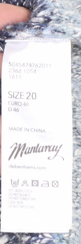 Mantaray Women’s Blue Striped Chunky Knit Pullover Jumper Size 20