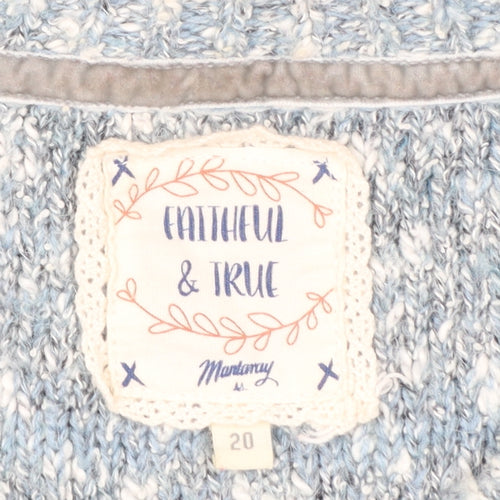 Mantaray Women’s Blue Striped Chunky Knit Pullover Jumper Size 20