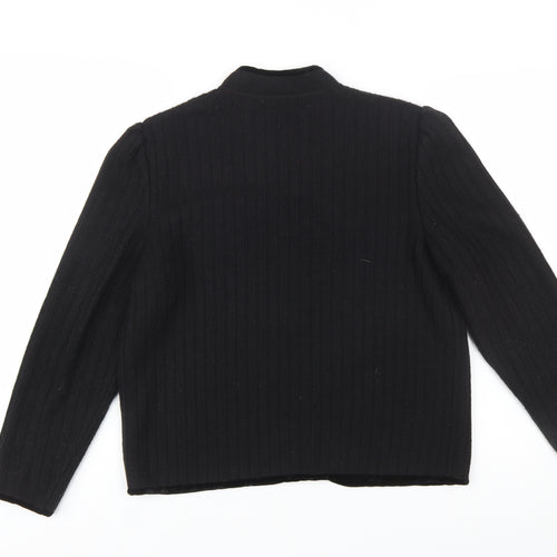 Bellino Women's Black Wool Blend Embroidered Cardigan Size 12