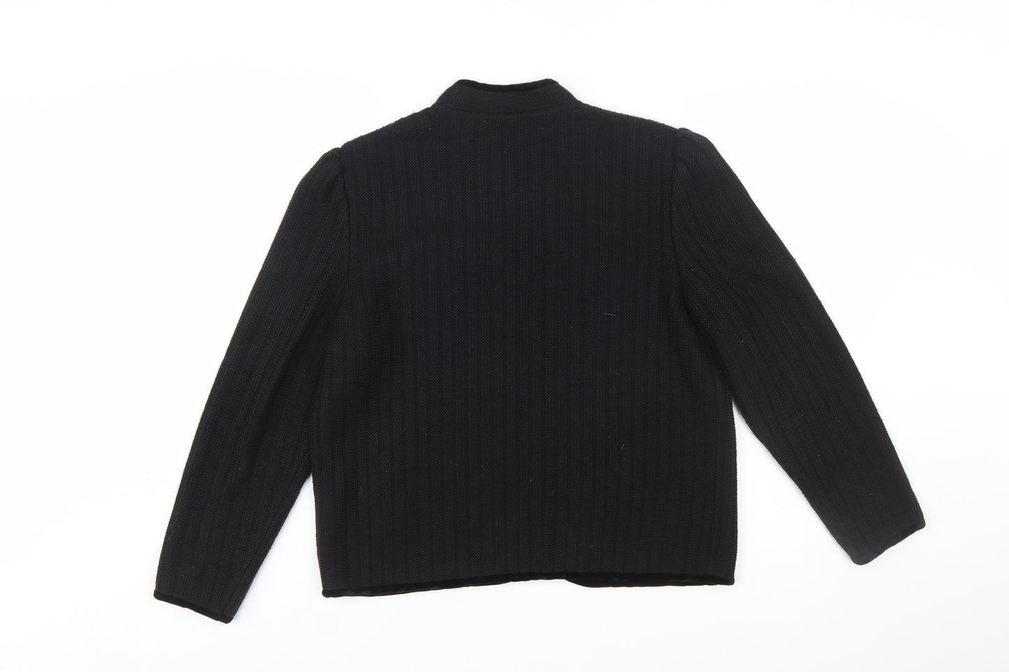 Bellino Women's Black Wool Blend Embroidered Cardigan Size 12