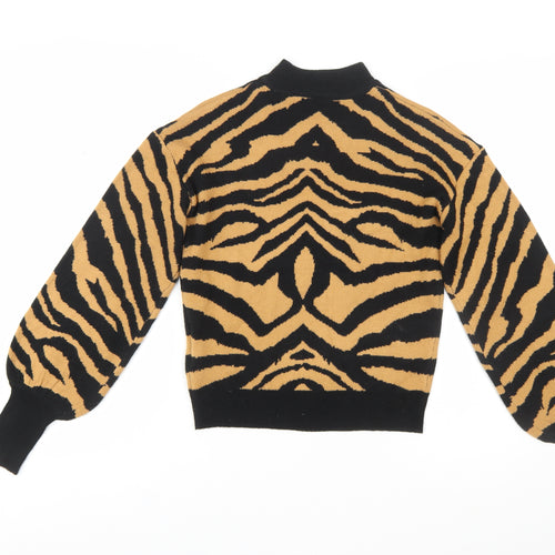 Brave Soul Women’s Brown Animal Print Mock Neck Jumper Size 8