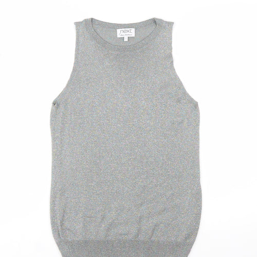 Next Women Silver Sleeveless Knit Vest Jumper Size 12