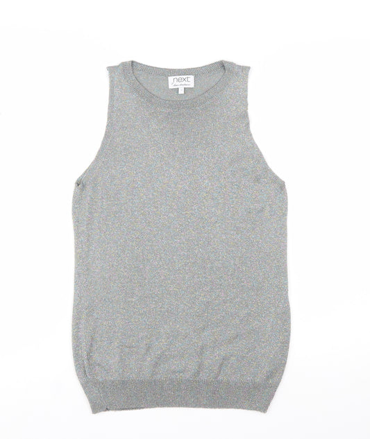 Next Women Silver Sleeveless Knit Vest Jumper Size 12
