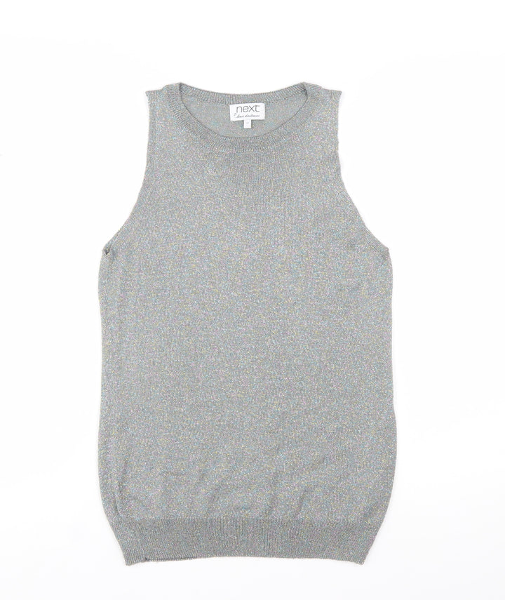 Next Women Silver Sleeveless Knit Vest Jumper Size 12