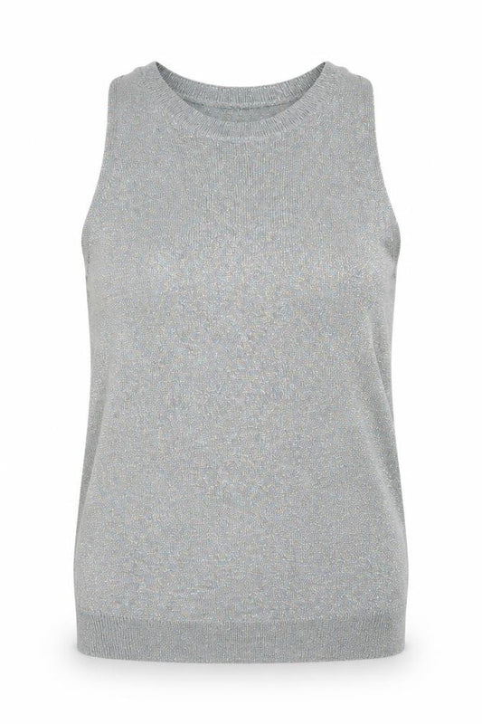 Front view of Next Women Silver Sleeveless Knit Vest Jumper, size 12