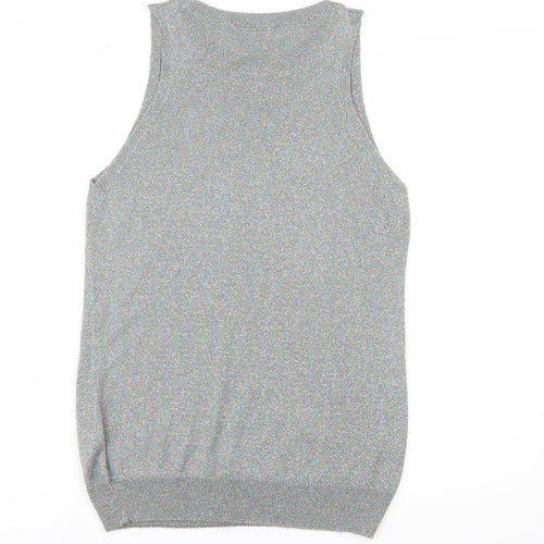 Next Women Silver Sleeveless Knit Vest Jumper Size 12