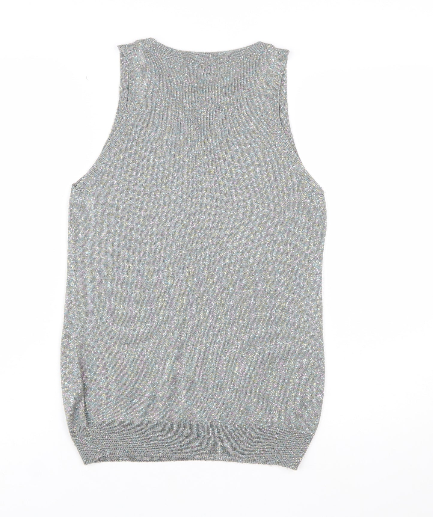 Next Women Silver Sleeveless Knit Vest Jumper Size 12