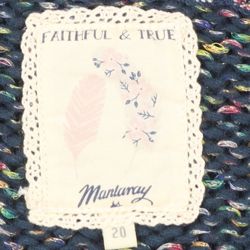 Mantaray Women’s Blue Chunky Knit Crew Neck Pullover Jumper Size 20