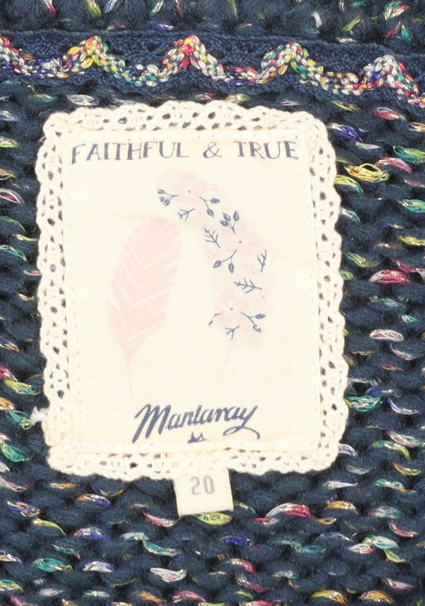 Mantaray Women’s Blue Chunky Knit Crew Neck Pullover Jumper Size 20