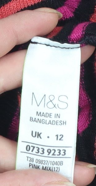 Marks and Spencer Women’s Multicoloured Striped Acrylic Jumper UK 12