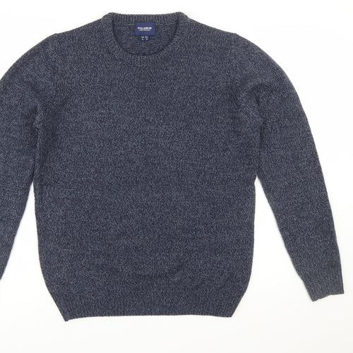 Pull&Bear Men's Blue Knit Crew Neck Jumper Size M