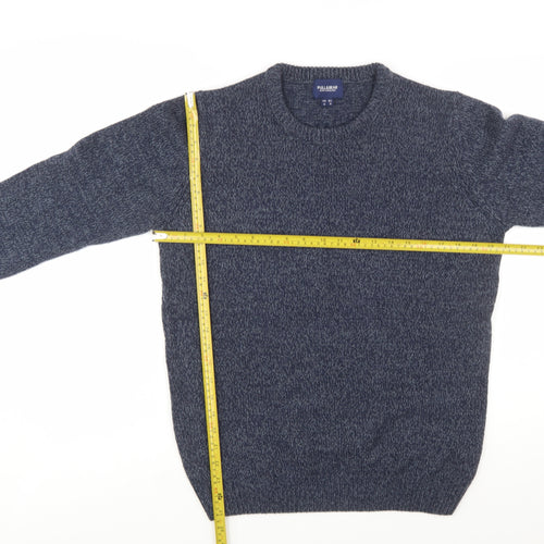 Pull&Bear Men's Blue Knit Crew Neck Jumper Size M
