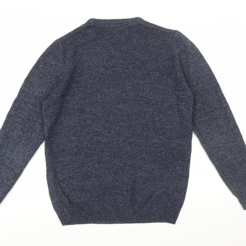 Pull&Bear Men's Blue Knit Crew Neck Jumper Size M