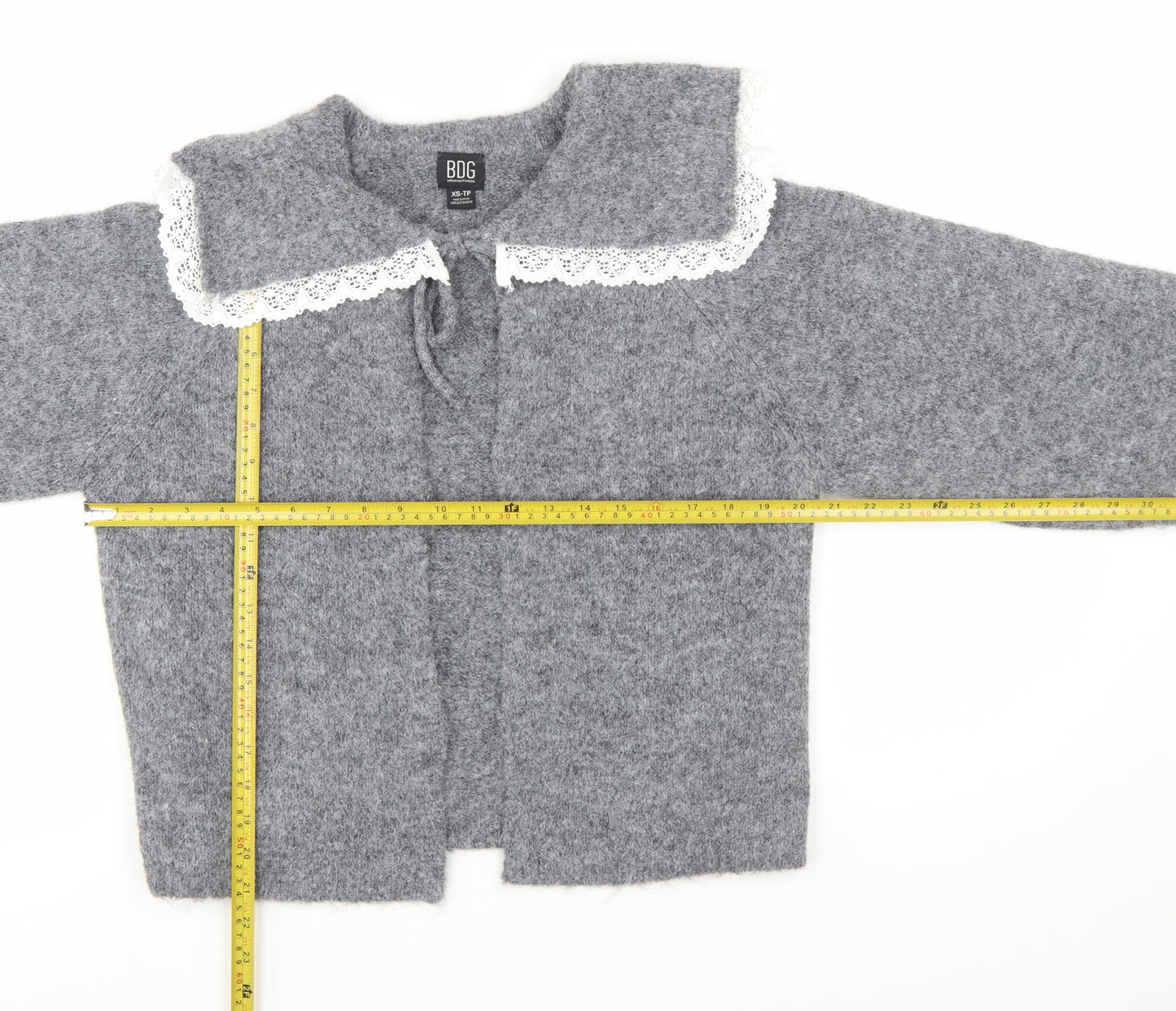 BDG Urban Outfitters Womens Grey Lace Collar Knit Cardigan XS