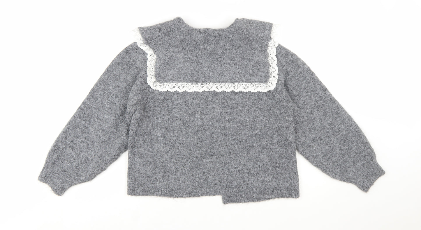 BDG Urban Outfitters Womens Grey Lace Collar Knit Cardigan XS