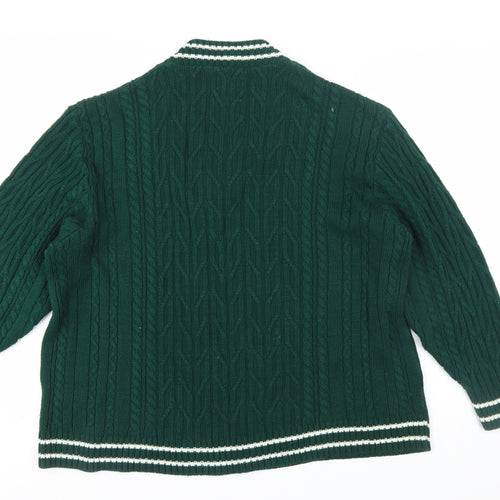 ASOS DESIGN Women's Green Cable-Knit V-Neck Jumper Size S