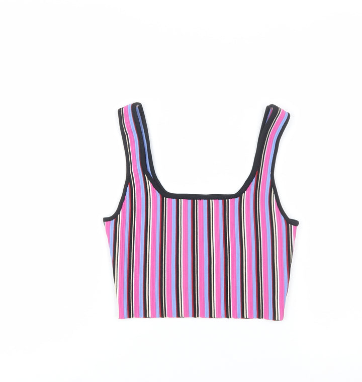 Glassons Womens Multicoloured Striped Cropped Tank Top M