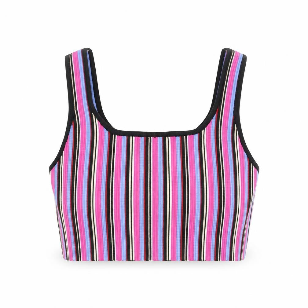 Front view of Glassons women’s multicoloured striped cropped tank top m