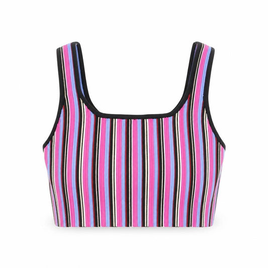 Front view of Glassons women’s multicoloured striped cropped tank top m