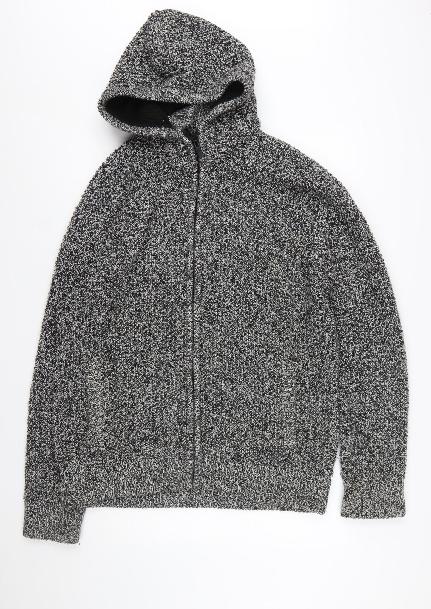 Next Men’s Grey Chunky-Knit Hooded Full Zip Jumper XXL