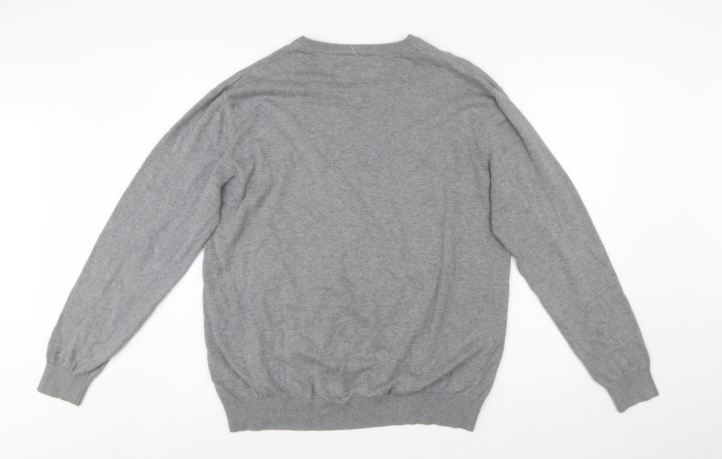 Lacoste Men's Grey Wool V-Neck Jumper XL Classic Knitwear