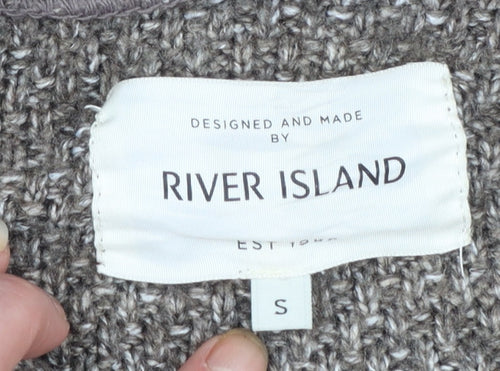 River Island Men's Brown Cable Knit Shawl Collar Cardigan Size S