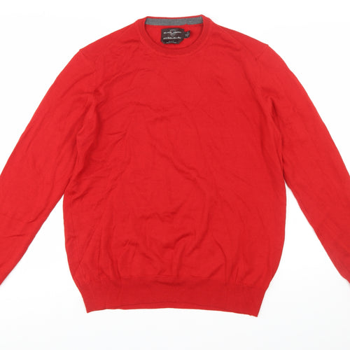 Black Brown 1826 Men's Red Wool Slim Fit Pullover Jumper L
