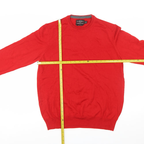 Black Brown 1826 Men's Red Wool Slim Fit Pullover Jumper L