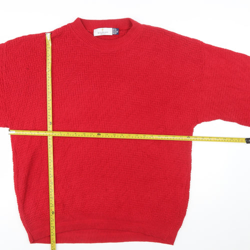 Bill Blass Mens Red Cotton Crew Neck Knit Jumper XL