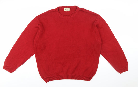 Eddie Bauer Men's Red Cotton Crew Neck Pullover Jumper Size L