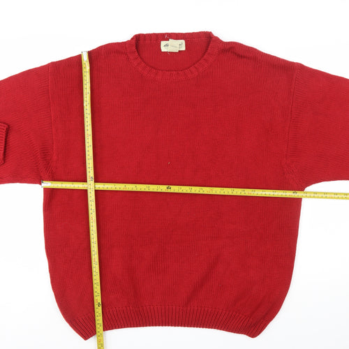 Eddie Bauer Men's Red Cotton Crew Neck Pullover Jumper Size L
