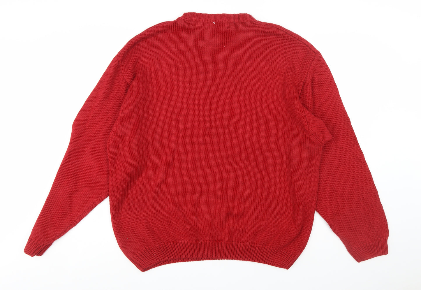 Eddie Bauer Men's Red Cotton Crew Neck Pullover Jumper Size L