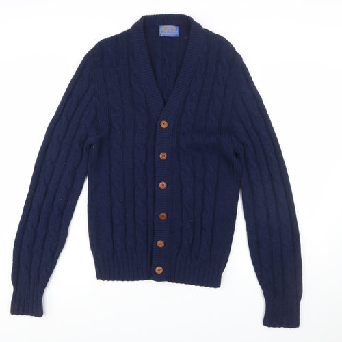Pendleton Men's Navy Wool Cable-Knit Cardigan L Button Up