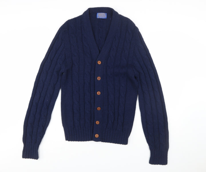 Pendleton Men's Navy Wool Cable-Knit Cardigan L Button Up