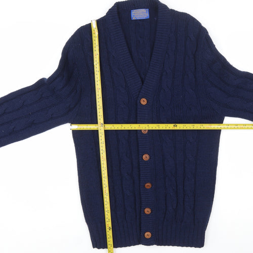 Pendleton Men's Navy Wool Cable-Knit Cardigan L Button Up