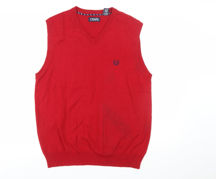 Chaps Men's Red Cotton V-Neck Sleeveless Jumper Vest M
